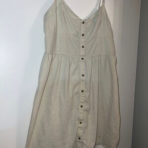 Aerie Cream Button-Down Mini Dress